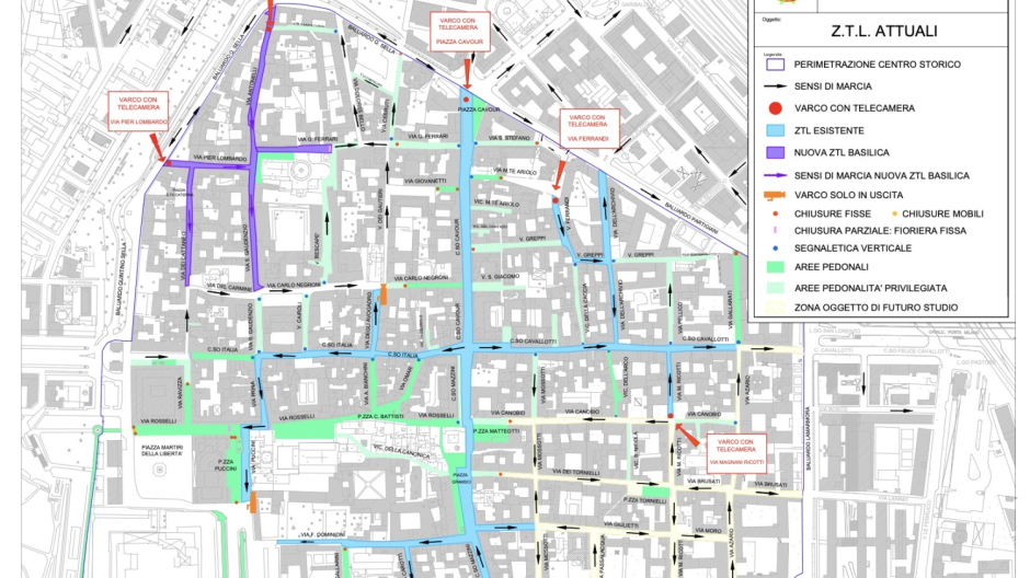 Novara, dal 1°maggio al via la fase 2 della Ztl in zona Basilica